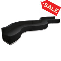 Flash Furniture ZB-803-430-SET-BK-GG HERCULES Alon Series Black Leather Reception Configuration