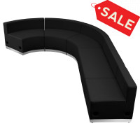 Flash Furniture ZB-803-470-SET-BK-GG HERCULES Alon Series Black Leather Reception Configuration