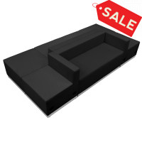Flash Furniture ZB-803-500-SET-BK-GG HERCULES Alon Series Black Leather Reception Configuration
