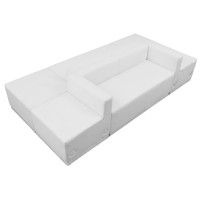 Flash Furniture ZB-803-500-SET-WH-GG HERCULES Alon Series White Leather Reception Configuration