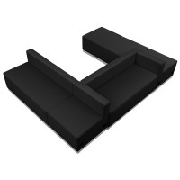 Flash Furniture ZB-803-510-SET-BK-GG HERCULES Alon Series Black Leather Reception Configuration