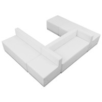 Flash Furniture ZB-803-510-SET-WH-GG HERCULES Alon Series White Leather Reception Configuration