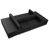 Flash Furniture ZB-803-650-SET-BK-GG HERCULES Alon Series Black Leather Reception Configuration