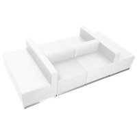 Flash Furniture ZB-803-650-SET-WH-GG HERCULES Alon Series White Leather Reception Configuration