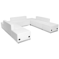 Flash Furniture ZB-803-660-SET-WH-GG HERCULES Alon Series White Leather 7 Pieces Reception Configuration