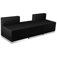 Flash Furniture ZB-803-670-SET-BK-GG HERCULES Alon Series Black Leather 3 Pieces Reception Configuration