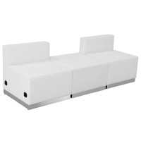 Flash Furniture ZB-803-670-SET-WH-GG HERCULES Alon Series White Leather 3 Pieces Reception Configuration