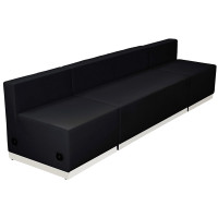 Flash Furniture ZB-803-680-SET-BK-GG HERCULES Alon Series Black Leather 3 Pieces Reception Configuration