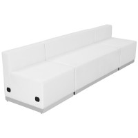 Flash Furniture ZB-803-680-SET-WH-GG HERCULES Alon Series White Leather 3 Pieces Reception Configuration