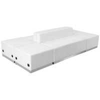 Flash Furniture ZB-803-690-SET-WH-GG HERCULES Alon Series White Leather 6 Pieces Reception Configuration