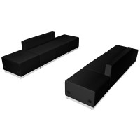 Flash Furniture ZB-803-700-SET-BK-GG HERCULES Alon Series Black Leather 6 Pieces Reception Configuration
