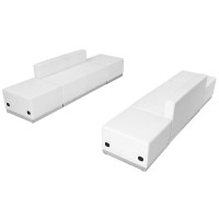Flash Furniture ZB-803-700-SET-WH-GG HERCULES Alon Series White Leather 6 Pieces Reception Configuration