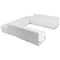 Flash Furniture ZB-803-710-SET-WH-GG HERCULES Alon Series White Leather 8 Pieces Reception Configuration