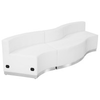 Flash Furniture ZB-803-720-SET-WH-GG HERCULES Alon Series White Leather 3 Pieces Reception Configuration