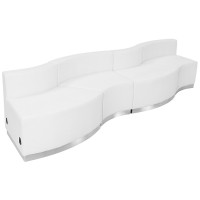 Flash Furniture ZB-803-730-SET-WH-GG HERCULES Alon Series White Leather 4 Pieces Reception Configuration