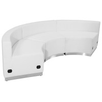 Flash Furniture ZB-803-740-SET-WH-GG HERCULES Alon Series White Leather 3 Pieces Reception Configuration