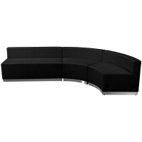 Flash Furniture ZB-803-750-SET-BK-GG HERCULES Alon Series Black Leather 3 Pieces Reception Configuration