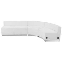 Flash Furniture ZB-803-750-SET-WH-GG HERCULES Alon Series White Leather 3 Pieces Reception Configuration