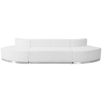 Flash Furniture ZB-803-780-SET-WH-GG HERCULES Alon Series White Leather 3 Pieces Reception Configuration