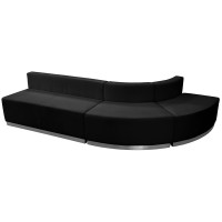 Flash Furniture ZB-803-790-SET-BK-GG HERCULES Alon Series Black Leather 3 Pieces Reception Configuration