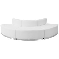 Flash Furniture ZB-803-800-SET-WH-GG HERCULES Alon Series White Leather 3 Pieces Reception Configuration