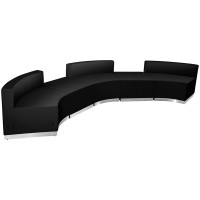 Flash Furniture ZB-803-810-SET-BK-GG HERCULES Alon Series Black Leather 5 Pieces Reception Configuration