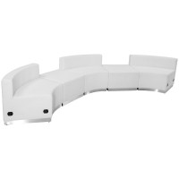 Flash Furniture ZB-803-810-SET-WH-GG HERCULES Alon Series White Leather 5 Pieces Reception Configuration