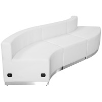 Flash Furniture ZB-803-830-SET-WH-GG HERCULES Alon Series White Leather 3 Pieces Reception Configuration