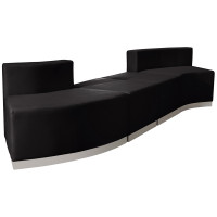 Flash Furniture ZB-803-860-SET-BK-GG HERCULES Alon Series Black Leather 4 Pieces Reception Configuration