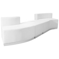 Flash Furniture ZB-803-860-SET-WH-GG HERCULES Alon Series White Leather 4 Pieces Reception Configuration