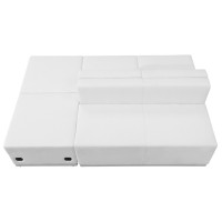 Flash Furniture ZB-803-880-SET-WH-GG HERCULES Alon Series White Leather 4 Pieces Reception Configuration