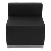 Flash Furniture ZB-803-CHAIR-BK-GG HERCULES Alon Series Black Leather Chair with Brushed Stainless Steel Base