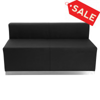 Flash Furniture ZB-803-LS-BK-GG HERCULES Alon Series Black Leather Loveseat with Brushed Stainless Steel Base