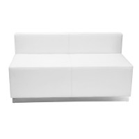 Flash Furniture ZB-803-LS-WH-GG HERCULES Alon Series White Leather Loveseat with Brushed Stainless Steel Base