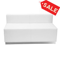 Flash Furniture ZB-803-LS-WH-GG HERCULES Alon Series White Leather Loveseat with Brushed Stainless Steel Base