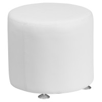 Flash Furniture ZB-803-RD-18-WH-GG Hercules Alon Series Leather 18" Round Ottoman in White