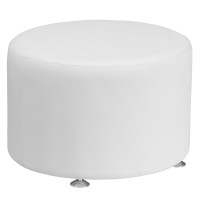 Flash Furniture ZB-803-RD-24-WH-GG Hercules Alon Series Leather 24" Round Ottoman in White
