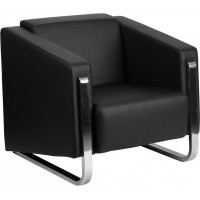 Flash Furniture ZB-8803-1-CHAIR-BK-GG HERCULES Gallant Series Contemporary Black Leather Chair with Stainless Steel Frame