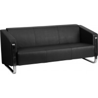 Flash Furniture ZB-8803-3-SOFA-BK-GG HERCULES Gallant Series Contemporary Black Leather Sofa with Stainless Steel Frame
