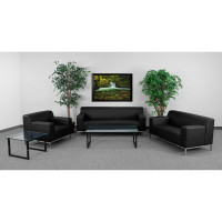 Flash Furniture Hercules Definity Series Reception Set ZB-DEFINITY-8009-SET-BK-GG