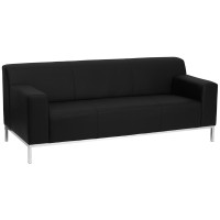 Flash Furniture Hercules Definity Series Contemporary Black Leather Sofa with Stainless Steel Frame ZB-DEFINITY-8009-SOFA-BK-GG