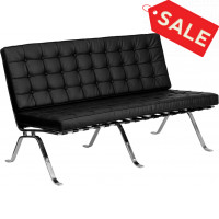 Flash Furniture Hercules Series Black Leather Love Seat with Curved Legs ZB-Flash-801-LS-BK-GG