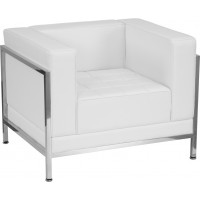 Flash Furniture ZB-IMAG-CHAIR-WH-GG HERCULES Imagination Series Contemporary White Leather Chair with Encasing Frame