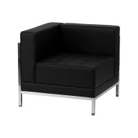 Flash Furniture Hercules Imagination Series Contemporary Black Leather Left Corner Chair with Encasing Frame ZB-IMAG-LEFT-CORNER-GG