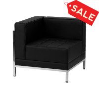 Flash Furniture Hercules Imagination Series Contemporary Black Leather Left Corner Chair with Encasing Frame ZB-IMAG-LEFT-CORNER-GG