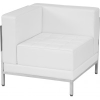 Flash Furniture ZB-IMAG-LEFT-CORNER-WH-GG HERCULES Imagination Series Contemporary White Leather Left Corner Chair with Encasing Frame