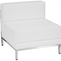 Flash Furniture ZB-IMAG-MIDDLE-WH-GG HERCULES Imagination Series Contemporary White Leather Middle Chair