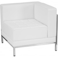 Flash Furniture ZB-IMAG-RIGHT-CORNER-WH-GG HERCULES Imagination Series Contemporary White Leather Right Corner Chair with Encasing Frame