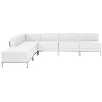 Flash Furniture ZB-IMAG-SECT-SET10-WH-GG HERCULES Imagination Series White Leather Sectional Configuration