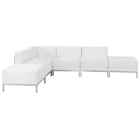 Flash Furniture ZB-IMAG-SECT-SET8-WH-GG HERCULES Imagination Series White Leather Sectional Configuration